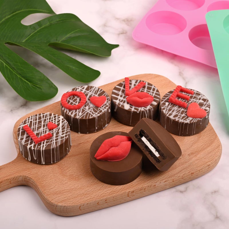 Actvty Round Chocolate Cookie Molds, New Size 12-Cavity Cylinder Chocolate Cover Cookie Silicone Molds for Candy Mini Cakes Jelly Baking（2 Pack） - Image 2